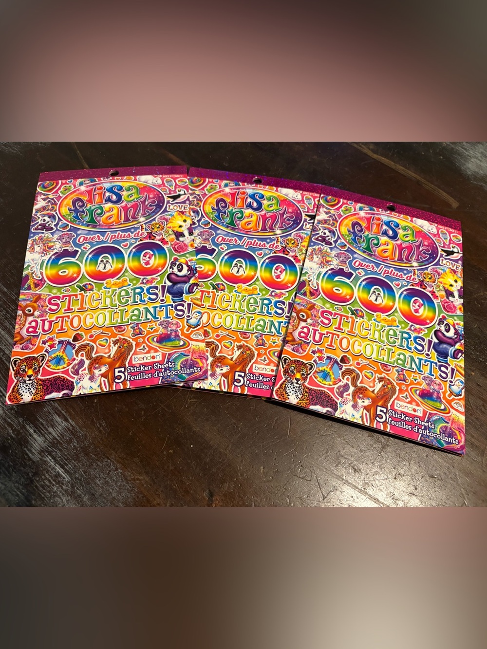 90’s Lisa Frank Rainbow Multicolor Sticker Pack with Pink Accents
